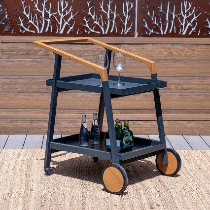 Hot Sale Modern Design Aluminum Cart Two Storied Large Storage Space Drinks Cart Light Weight Aluminum Wheel Fashion Cart