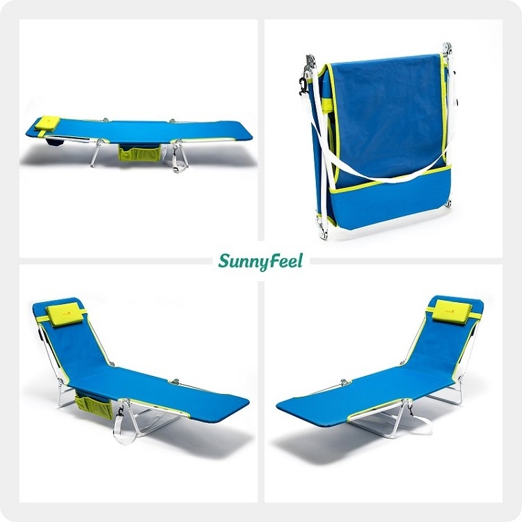 Folding Beach Lounge Chair Lightweight Furniture Outdoor Metal Steel Portable Leisure Chair Poolside Sun Lounger