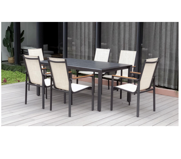 Outdoor cheap 7 pieces patio dining set aluminum outdoor furniture set