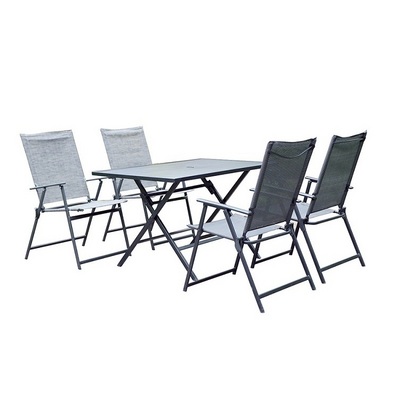 Modern Design Cheap Steel Outdoor Dining Table and Folding Chairs Set Garden Furniture