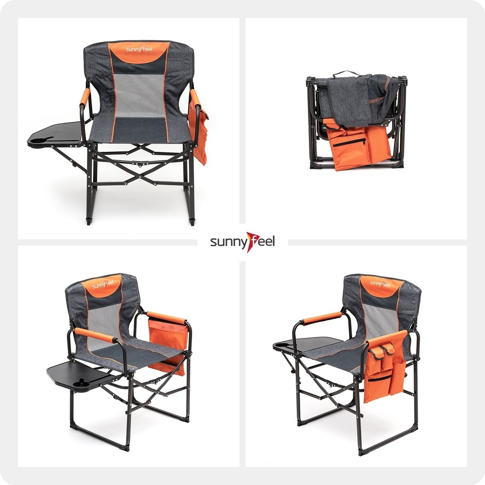 Heavy Duty Portable Folding Chair with Side Table Pocket Handle for Beach Outdoor Camping Director Chair