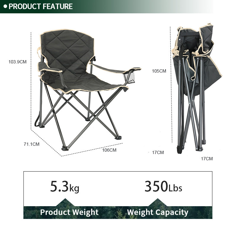 Oversized Heavy Duty for Big Tall People Above Padded Portable Folding Sports Lawn Chairs Camping Chair