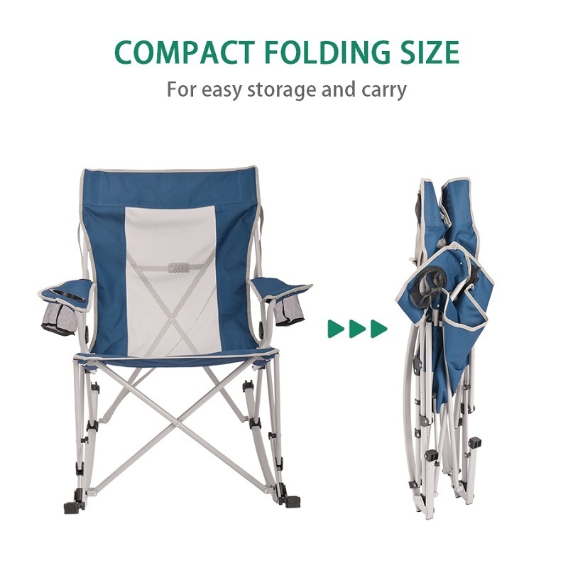 Oversized Folding Rocking Camping Chair Portable Outdoor Patio Porch Backyard Lawn Garden Balcony Rocker Chair