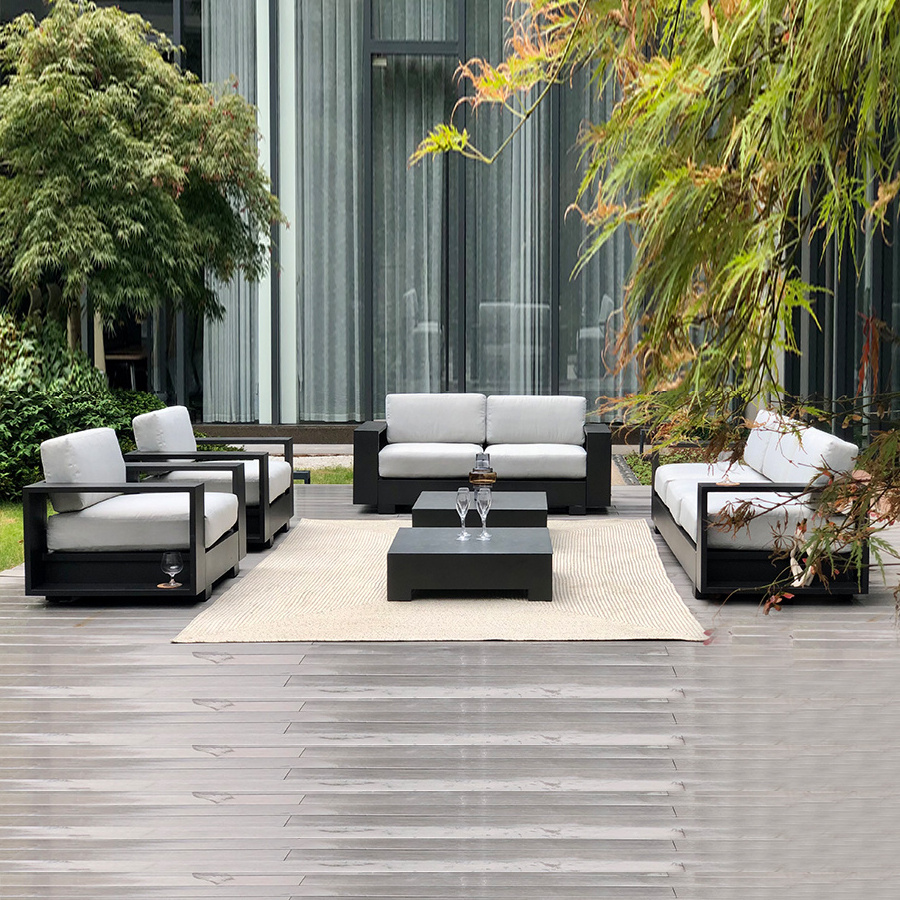 Black Waterproof Party Seat Patio Garden Furniture Outdoor Sofa Set