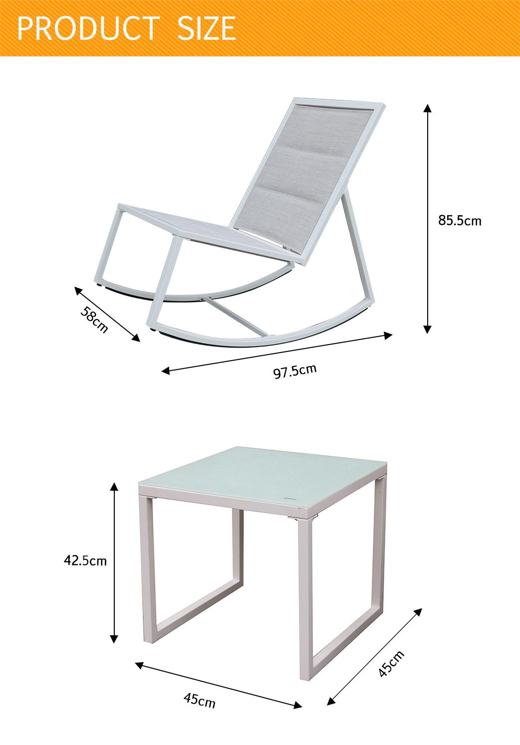 Lightweight Outdoor Folding Aluminium Tables Camping Picnic Tables Rocking Chair Garden Furniture Set