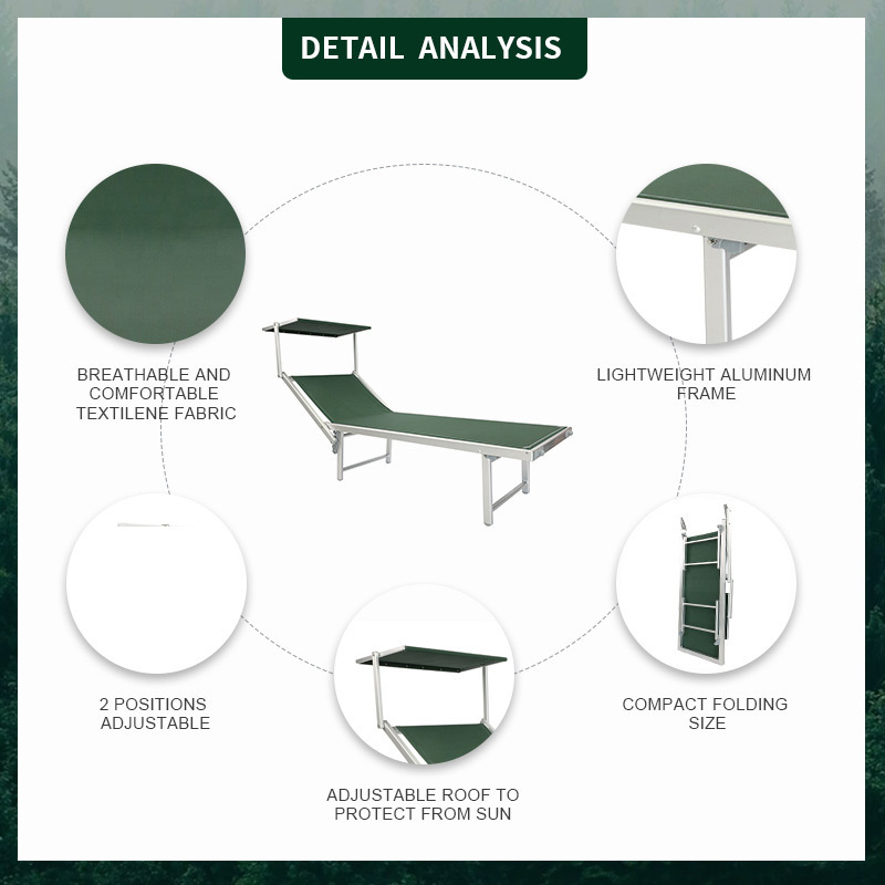 Outdoor Adjustable Back Rest Aluminium Folding Sun lounge Beach Bed