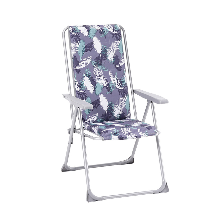 5 Positions Adjustable Outdoor Furniture Portable Metal Padded Folding Soft Chair With Cotton