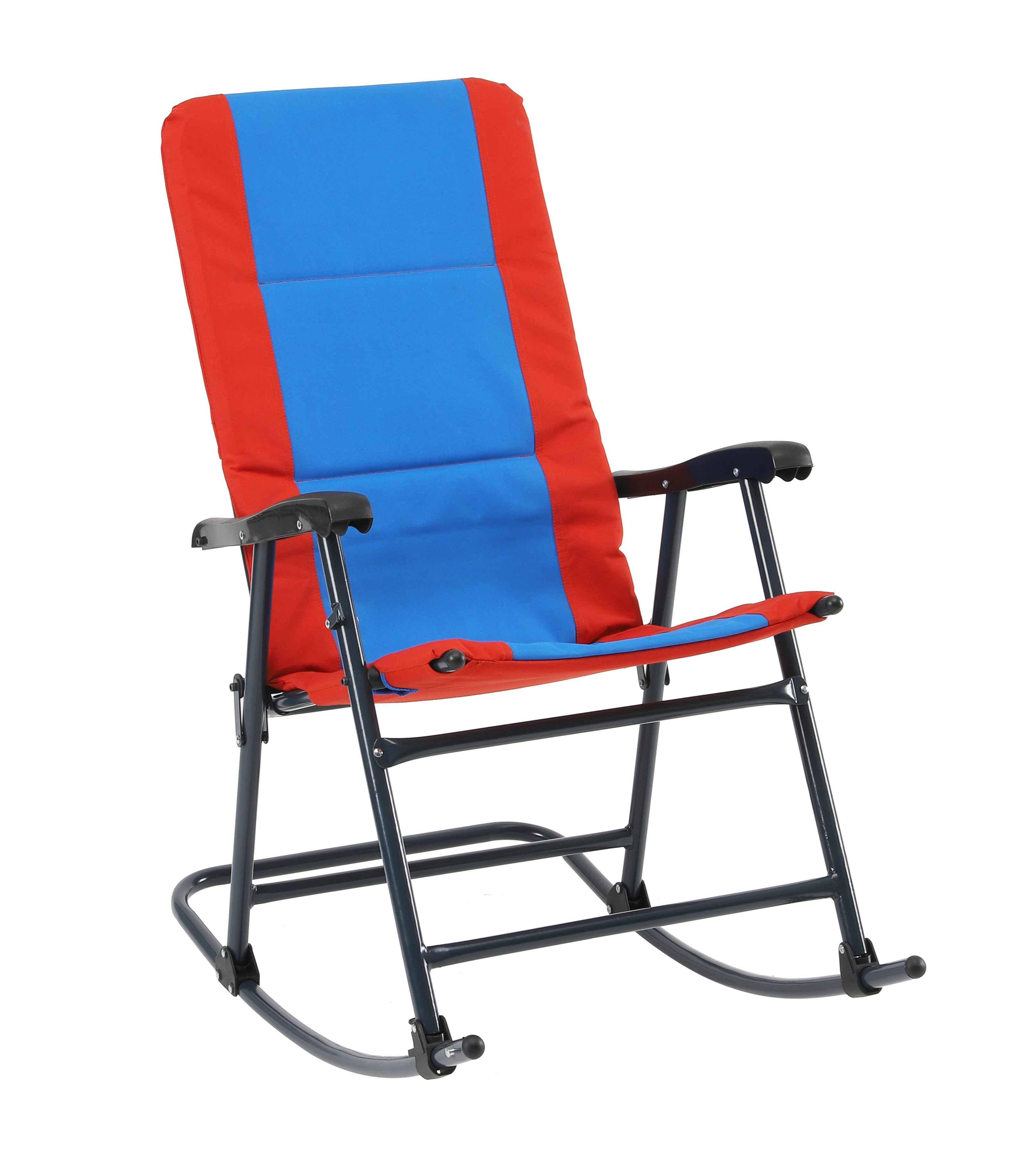 Outdoor Steel Frame Portable Folding Rocking Reclining Camping Chair with Headrest