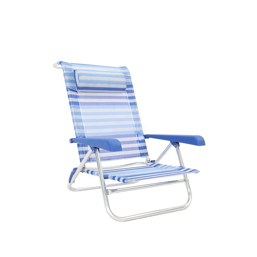 7 Positions Adjustable Lay Down Flat Foldable Aluminum Reclining Folding Beach Lounge Chair