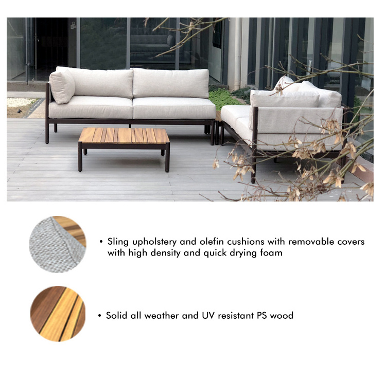 Modular Aluminum Sofa Outdoor Furniture Sectional Couch Set Patio Loveseat