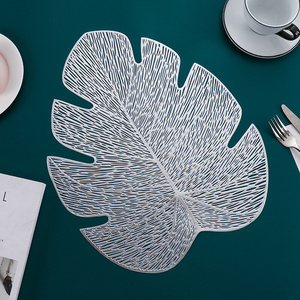 Custom made leaf shaped PVC placemat hollow clear placemats for kitchen dining table