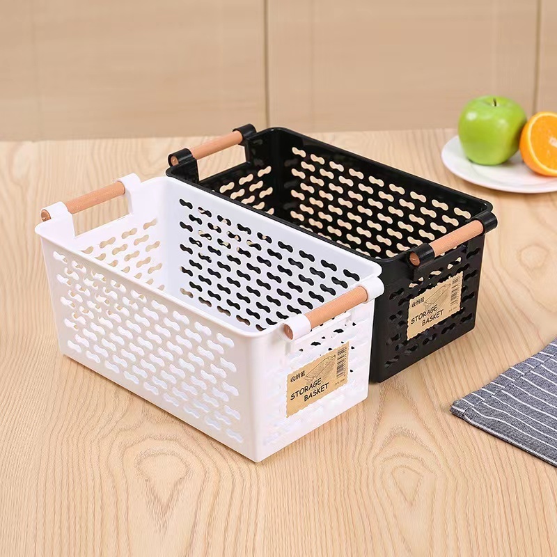 Wholesale  Plastic Storage Basket Household Black Basket organization with Handles for Home Office Closet