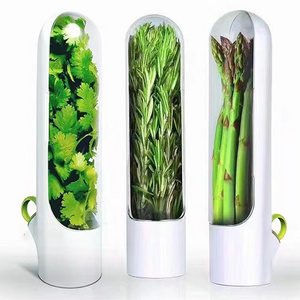 Herb Saver Best Keeper for Freshest Produce Lasting Refrigerator Herb Keeper Herb Storage Container for Cilantro, Mint, Asparagu