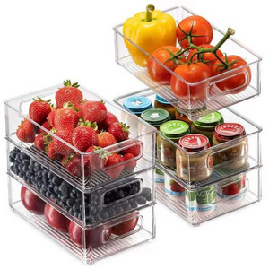 6 Pack Cabinet Organizers Clear Space Plastic Pantry Organization Refrigerator Organizer Bins