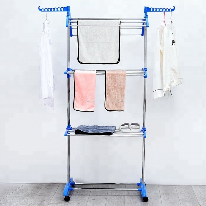 Foldable stainless steel coats towels shirts garment  drying rack clothes folding foldable cloth drying rack