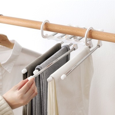 5 Layers Multi Functional Pants Rack Clothes Closet Storage Organizer 5 in 1 Pants Hangers for Jeans Trousers Skirts Scarf