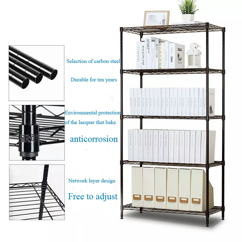 5-Wire Shelving Metal Storage Rack Adjustable Shelves for Laundry Bathroom Kitchen Pantry Closet