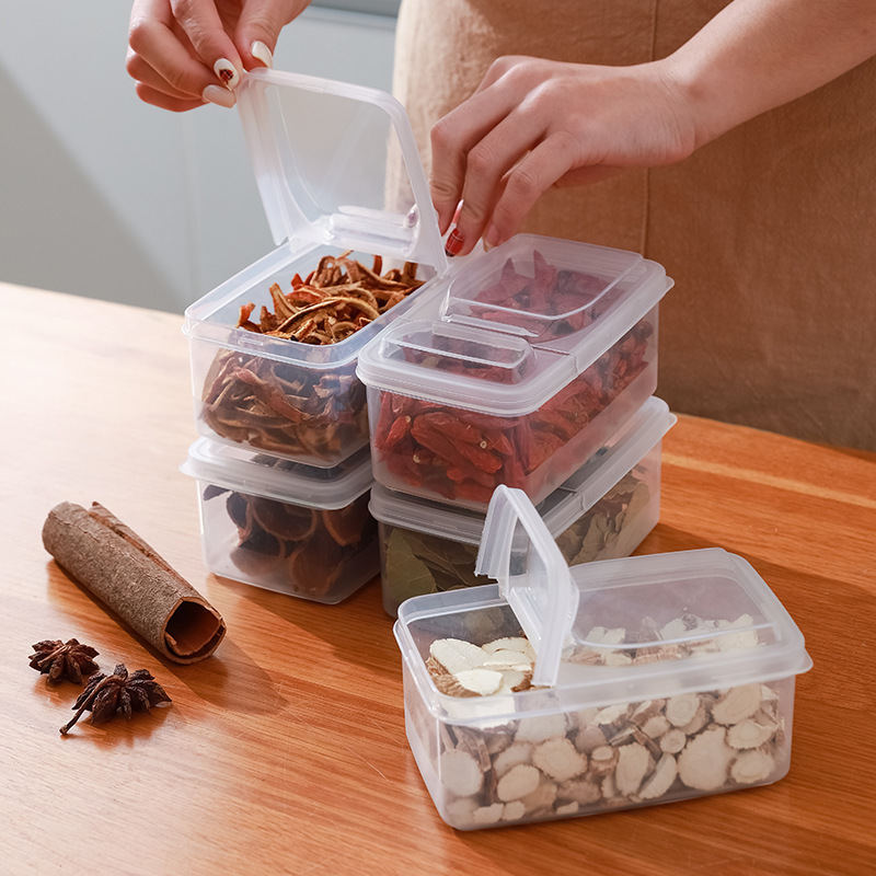 The seasoning stacked preserve fresh dried fruits and snacks Kitchen transparent double flip spice storage box