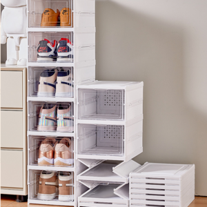 Shoe Rack Organizer Installation-free Foldable Shoe Box 6 Tier Multilayer Shoe Storage Cabinet Square American Style 1pcs PP+PET