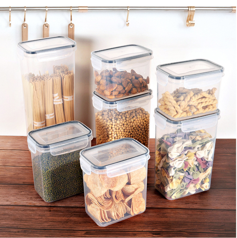 Wholesale 14 PCS Plastic Cereal Kitchen Stackable Food Storage Buckets Canisters Airtight Food &Storage Containers set