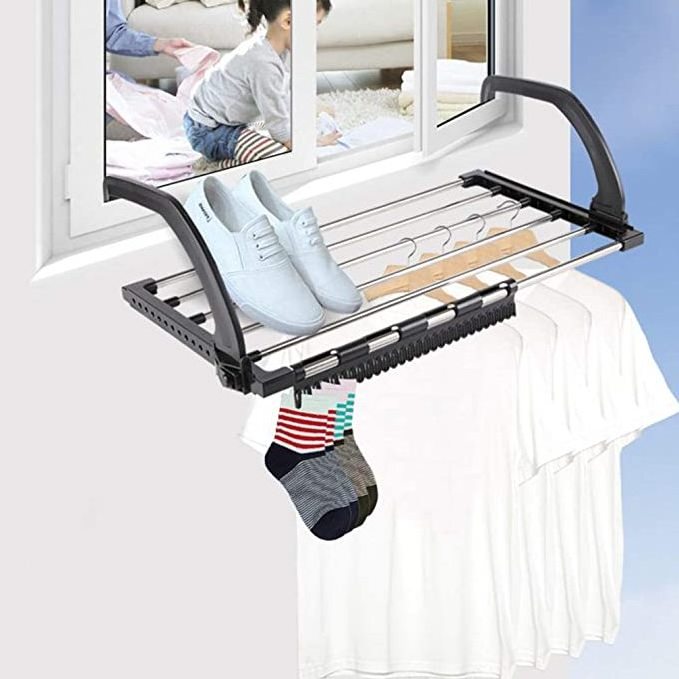 Windowsill Clothes Drying Rack Stainless Steel Folding Laundry Mini Towel Hanging Drying Rack Balcony