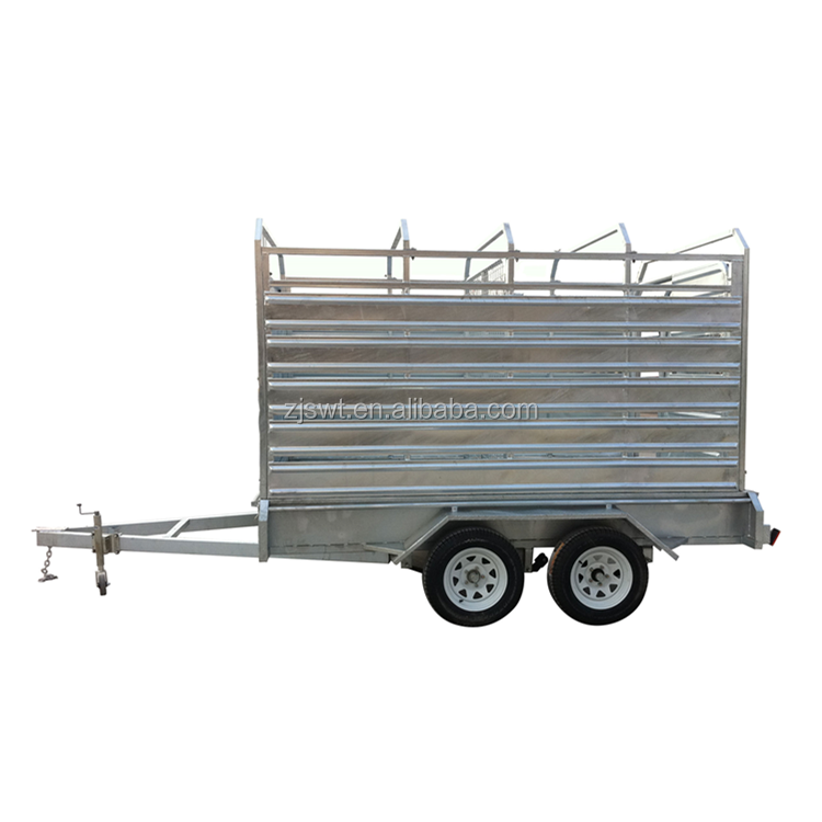 8x5 galvanized cattle trailer with 3 way gate open