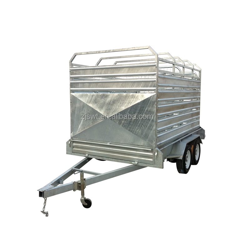 8x5 galvanized cattle trailer with 3 way gate open