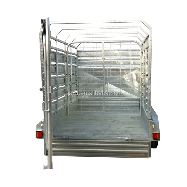 8x5 galvanized cattle trailer with 3 way gate open