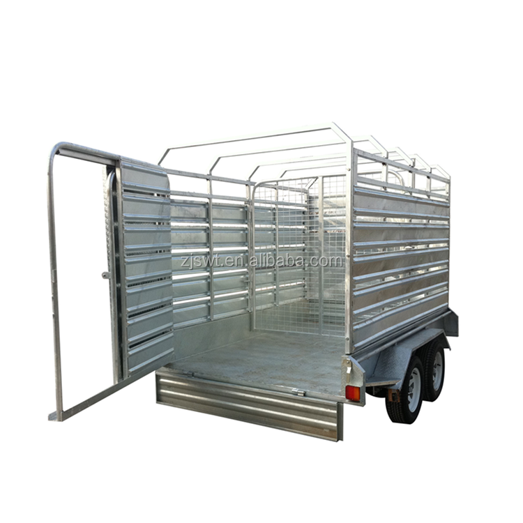 8x5 galvanized cattle trailer with 3 way gate open