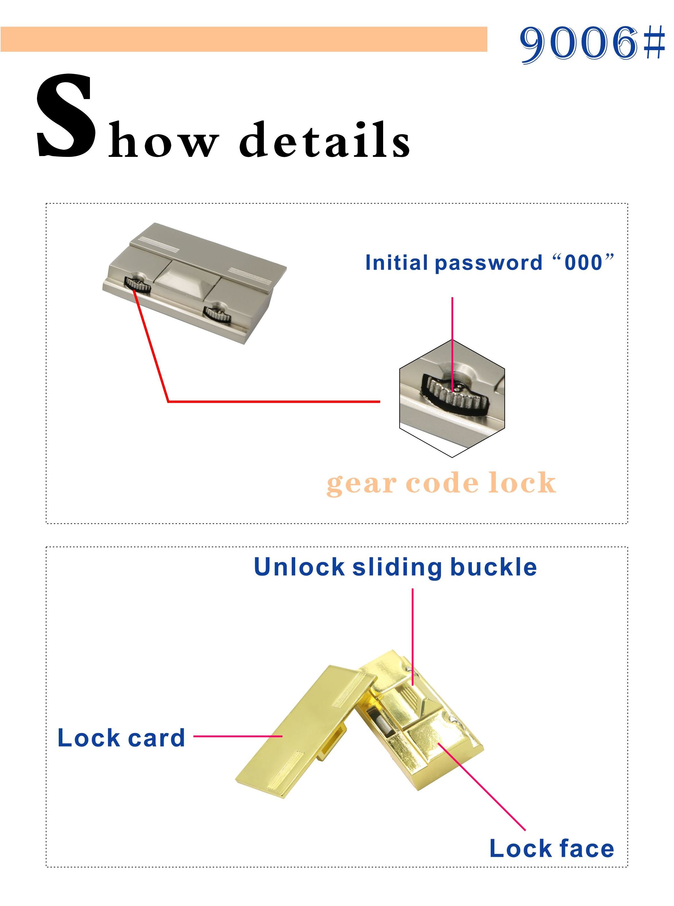 9006 Wholesale Fashion Bag Metal Accessories High Quality Handbag Lock Clasp Push Snap Lock Bag Latches