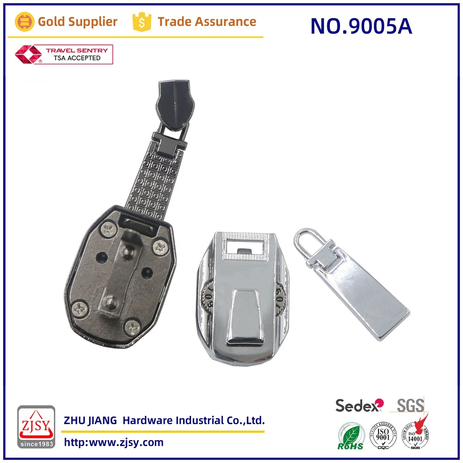 9005A Customizable Exquisite Backpack Zipper Lock Security Metal 2-Digit Combination Zipper Lock