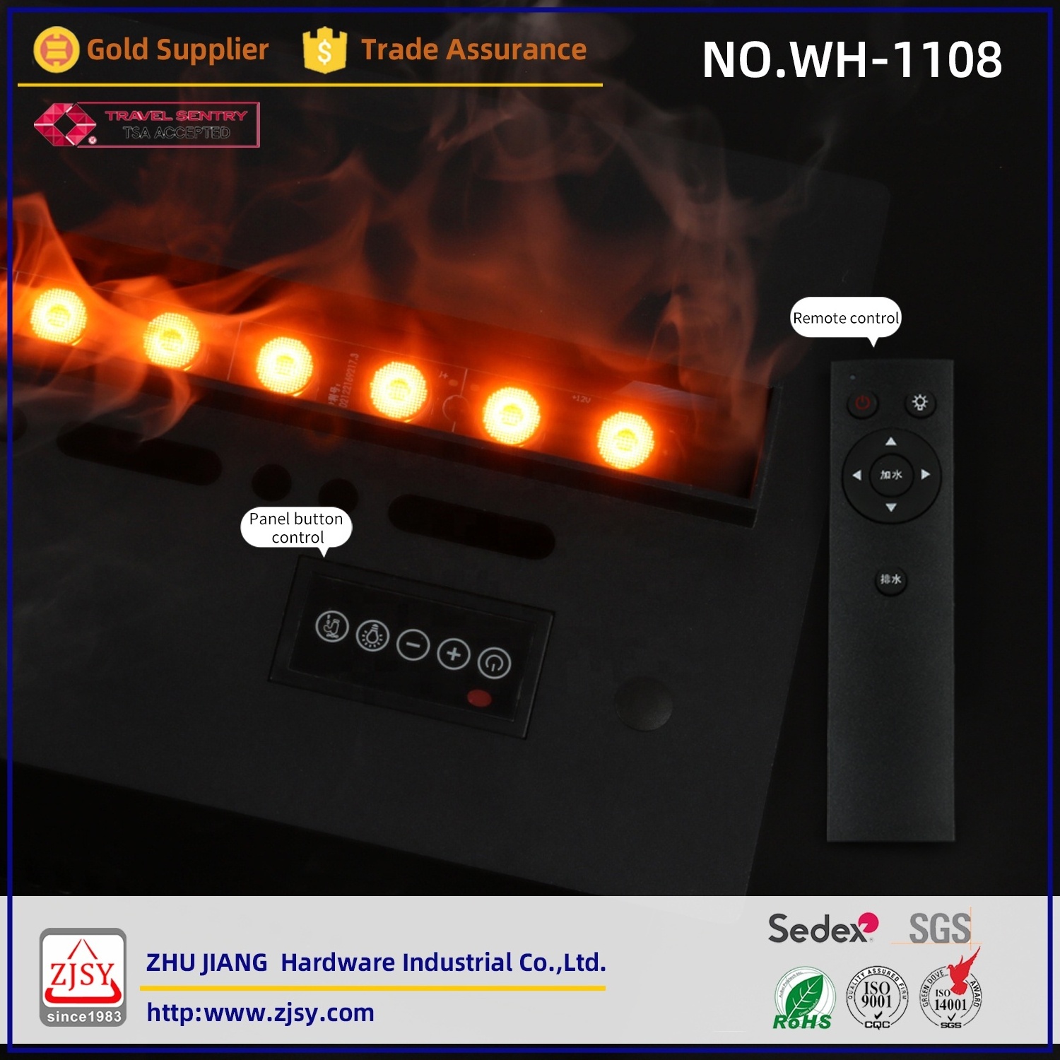 WH-1108 Decorative Led 3D Atomization Water Vapor Simulation Flame Electric Fireplace