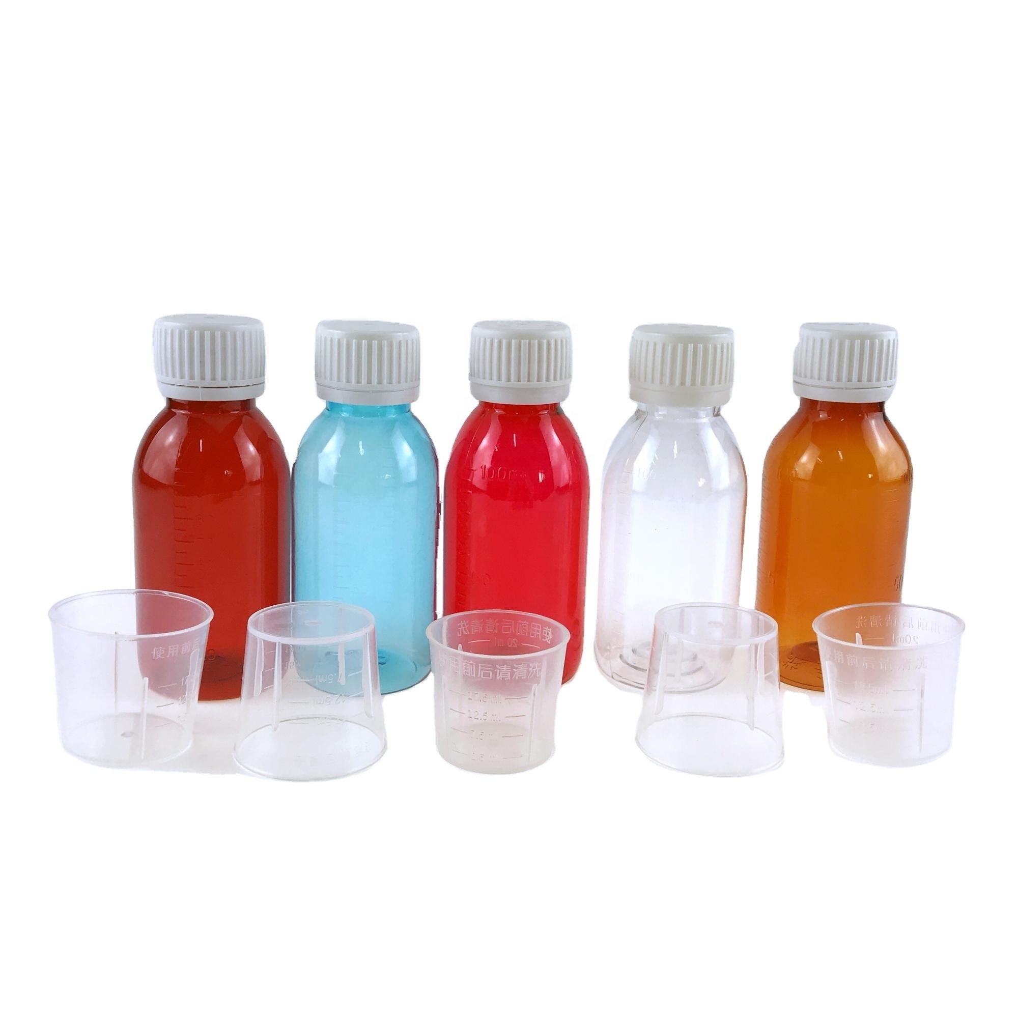 100ml PET maple Plastic Liquid cough Syrup Bottles with childproof cap Pharmaceutical