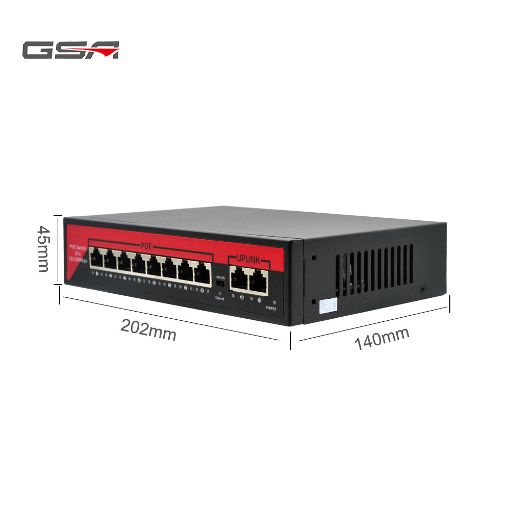 GSA Cheap 8 Port  POE Switch 100M Smart Ethernet Switch Power for IP Camera