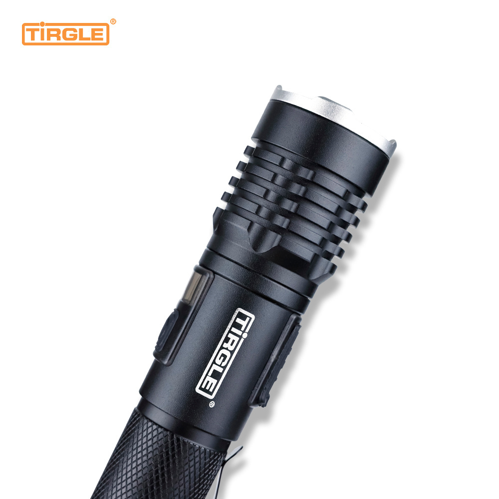 Powerful Long Throw Zoom LED Flashlight 5 Modes High Brightness Tactical Flashlight With Pen Clip Rechargeable Torch