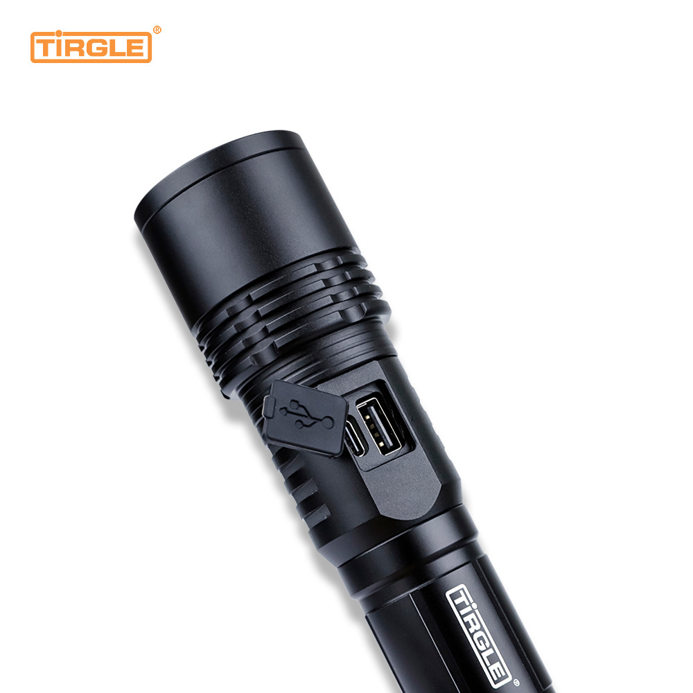 3 Modes Long Range Zoomable Laser Flashlight Type-c Charge Powerful Torch Light Customizable Camping Hiking Emergency LED Torch