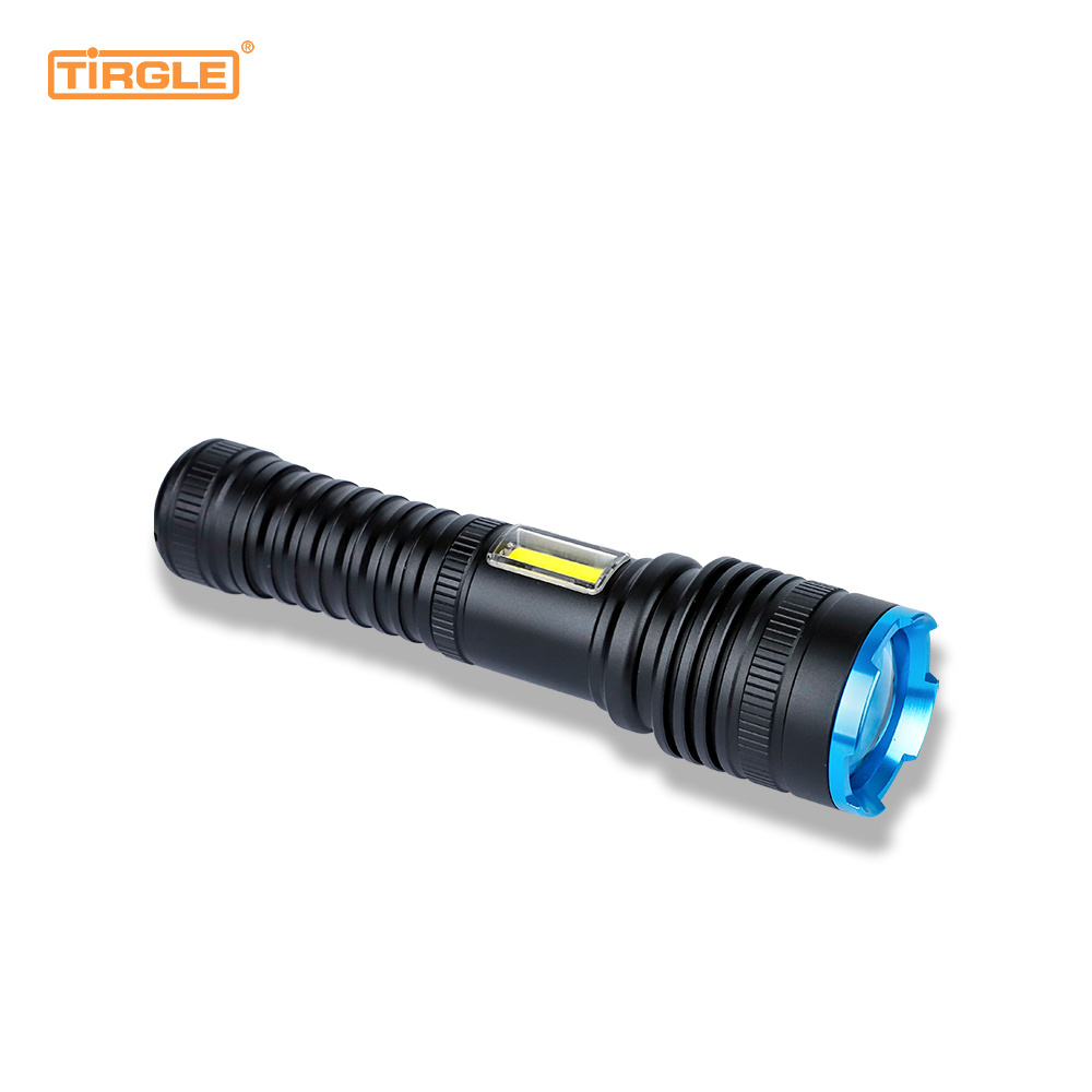 Rechargeable EDC Tactical Flashlight With Side Lamp Torch lights Waterproof Camping Hiking LED Flashlights