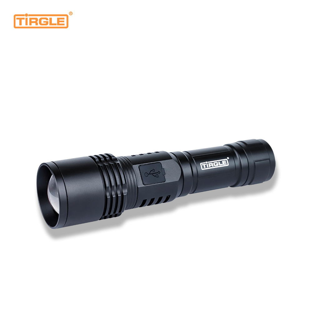 3 Modes Long Range Zoomable Laser Flashlight Type-c Charge Powerful Torch Light Customizable Camping Hiking Emergency LED Torch