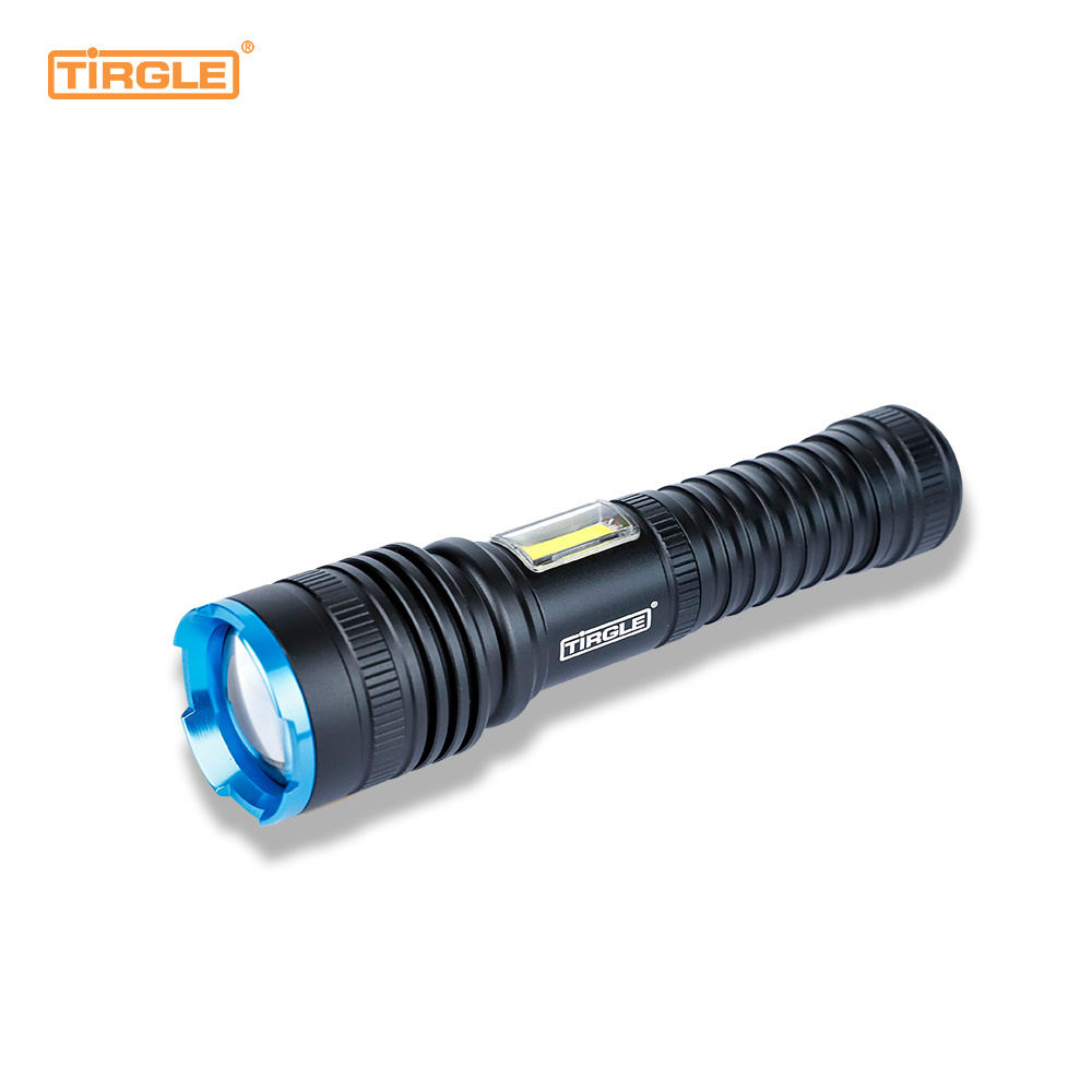 Rechargeable EDC Tactical Flashlight With Side Lamp Torch lights Waterproof Camping Hiking LED Flashlights