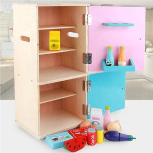 Great Gift Play Miniature Children Pretend Play Kids Wooden Toy Refrigerator