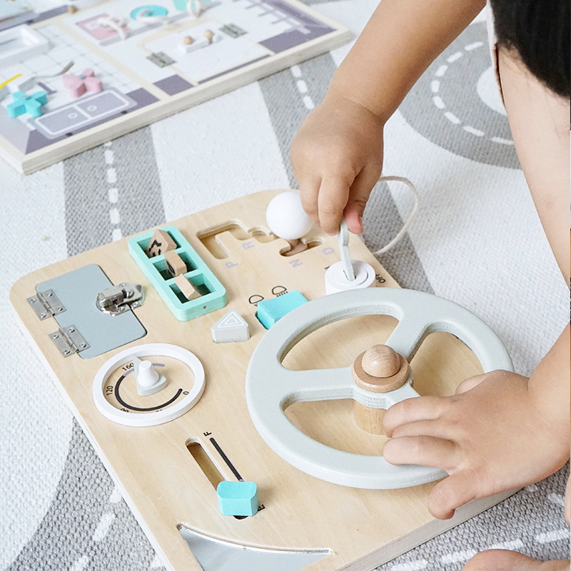 New Arrival Montessori Felt Busy Board Wooden Steering Wheel Early Education Toys For Toddlers Baby Kids Toy