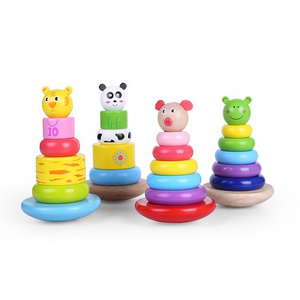 Multifunction Diy Cute Animal Rainbow Stacking Tower Tumbler Toy  Baby Tumbler Ring Toy