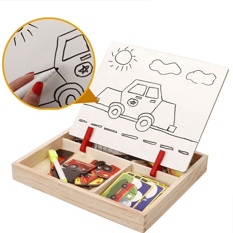 Wooden Kids Educational Toys Magnet Dressing Magnetic Puzzles Game Set Fun Reusable Stickers for Children Christmas Gift