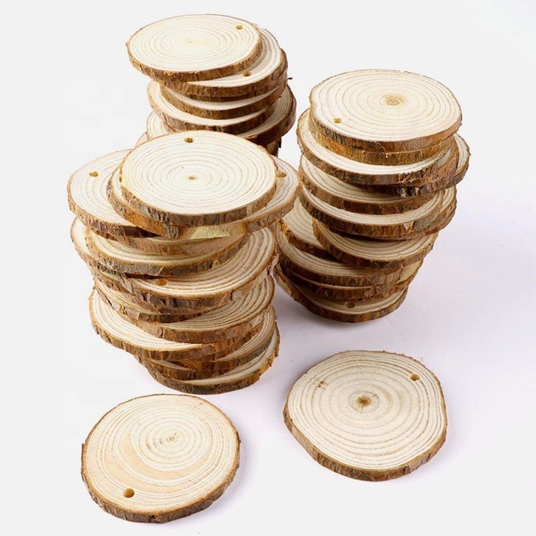 Wholesale Home Hanging Decorations Unfinished Round Diy Craft Natural Wood Slices