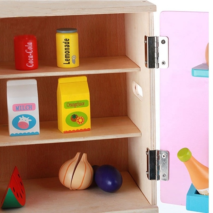 Great Gift Play Miniature Children Pretend Play Kids Wooden Toy Refrigerator