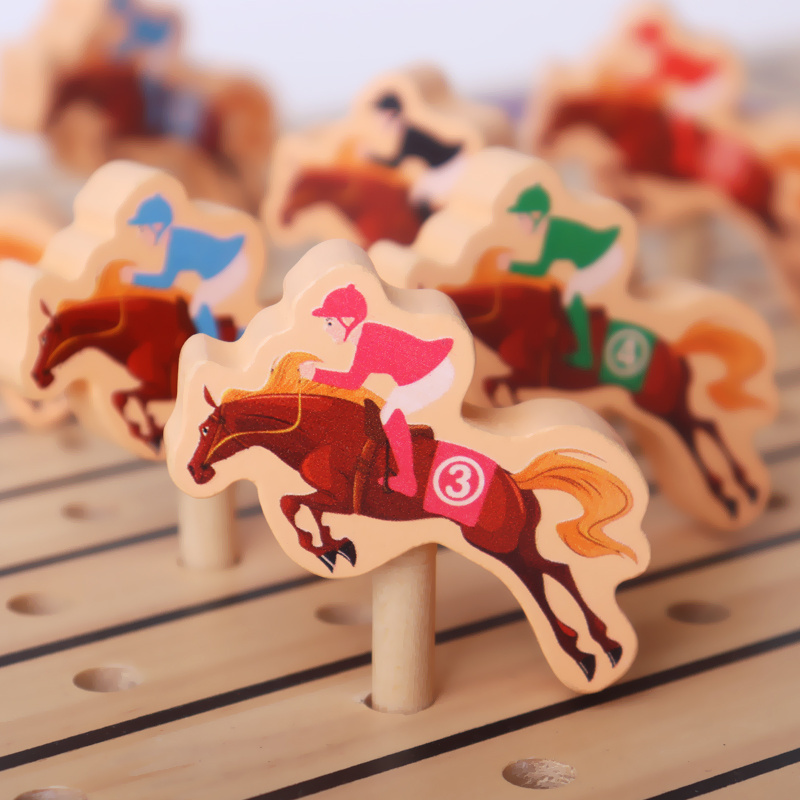 Wholesale Dice And Card Wooden Challenge Toy Brain Teaser Gamble Horse Racing Board Game For Kids Family