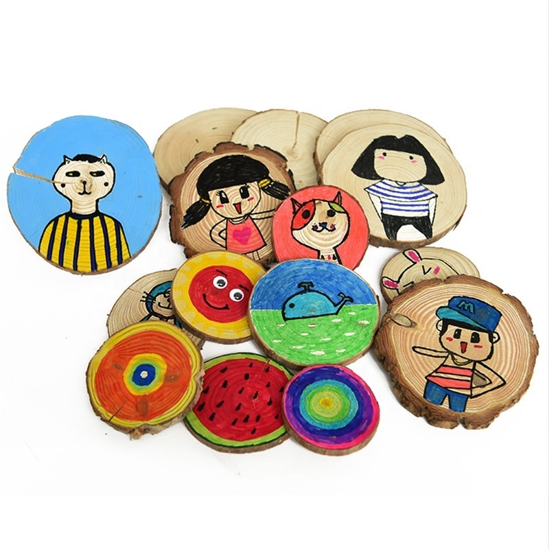 Wholesale Home Hanging Decorations Unfinished Round Diy Craft Natural Wood Slices