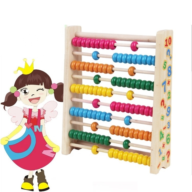 Colorful Digital Computing Frame Kids Ten Arithmetic Wooden Abacus Calculation Toys