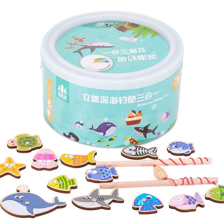 3d stereoscopic children Marine Fishing 3 in 1 magnetic blocks toys 	preschool educational toys