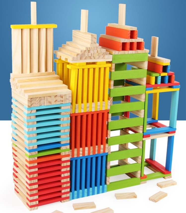 Diy Colorful Building Block Bricks Construct Toy Set Wooden Blocks For Block Printing